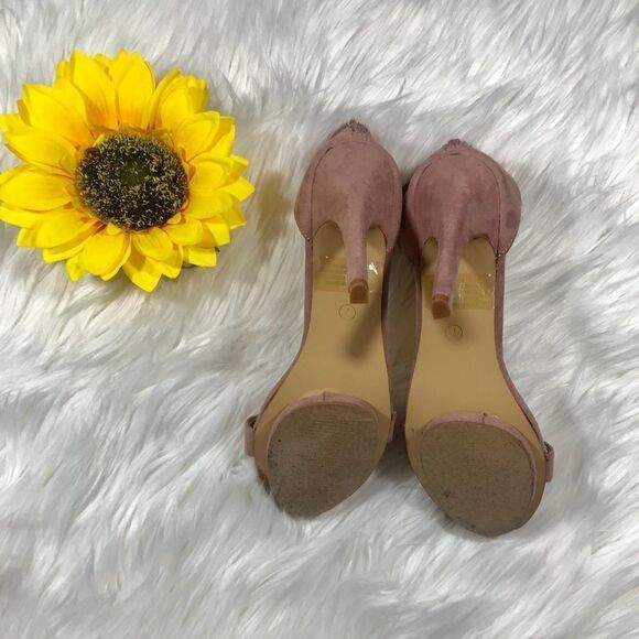 Revamped Suede Style Light Pink High Heels - Picture 3 of 4